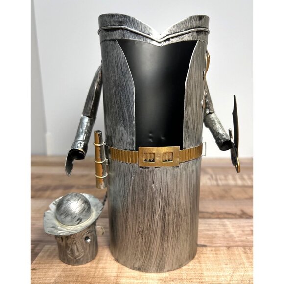Other - Vintage Pirate-Themed Metal Wine Bottle Holder With Lid & Chain Details